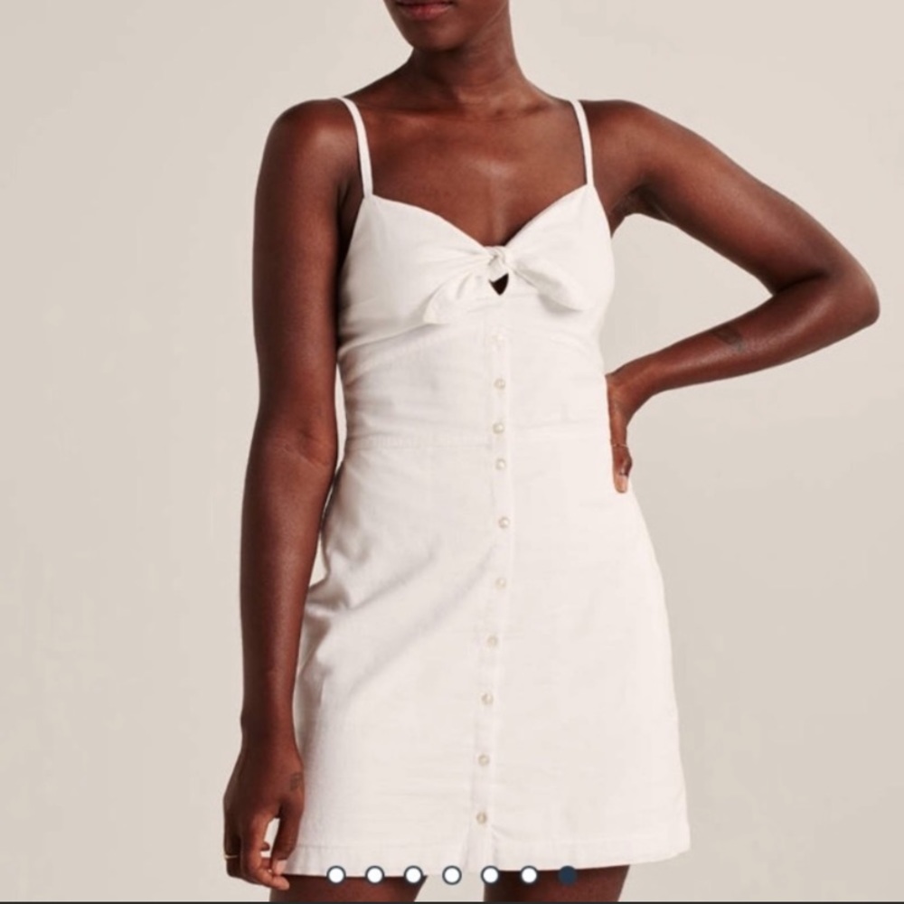 White Tie Front Mini Dress